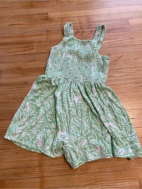 Carter’s Girl 14 Smocked Green and White Leaf-Print Romper